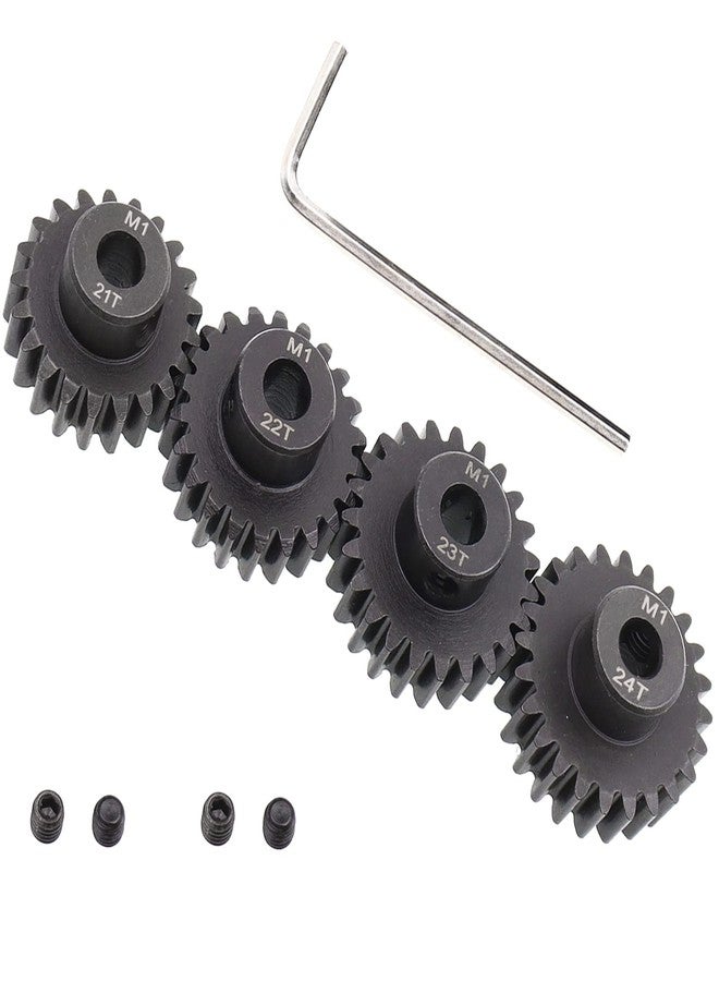 Treehobby مجموعة تروس معدنية فولاذية من Treehobby، 4 قطع، مقاس M1، 21، 22، 23، 24 سنًا، تناسب محركات التحكم عن بعد بقطر 5 مم، متوافقة مع سيارات Arrma وTraxxas وAxial وHSP وRedcat وLosi التي تعمل بالتحكم عن بعد بمقياس 1/8 و1/10 - Image 2